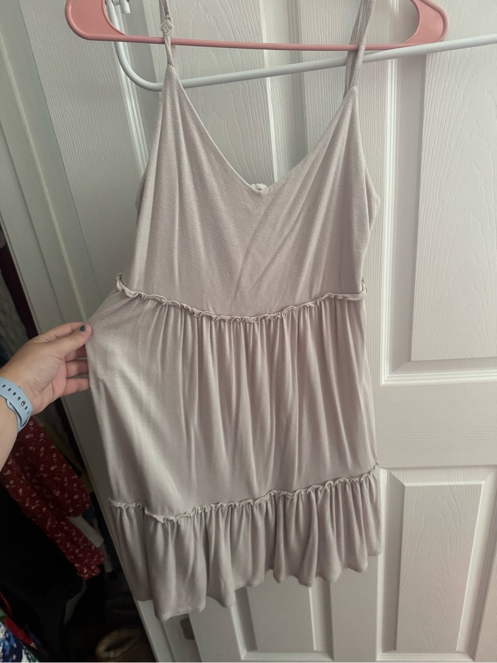 Pink Rose Soft Blush Tiered Spaghetti Strap Dress